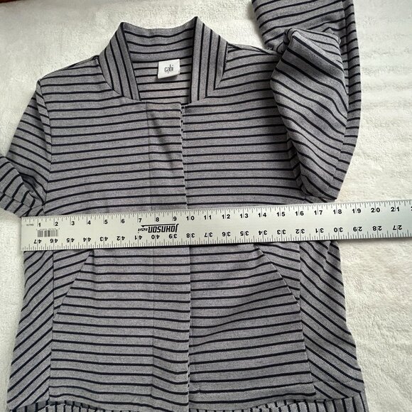 Cabi Womens Navy White Striped Button Front Long-Sleeve Jacket Small Style 5474 - Picture 10 of 11